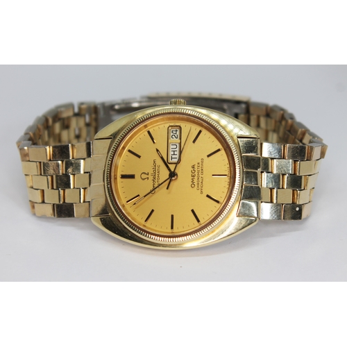 101 - A 1975 gold plated Omega Constellation 168.0057 automatic wristwatch, the signed gold tone dial havi... 