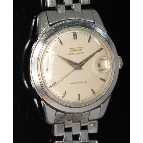 103 - A 1950s stainless steel Tissot Visodate automatic wristwatch, the signed champagne dial having silve... 