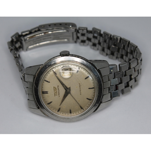 103 - A 1950s stainless steel Tissot Visodate automatic wristwatch, the signed champagne dial having silve... 