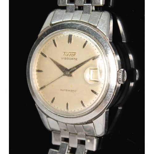 103 - A 1950s stainless steel Tissot Visodate automatic wristwatch, the signed champagne dial having silve... 