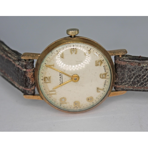 122 - A 1950s hallmarked 9ct gold Rotary 15 jewel manual wind ladies wristwatch with Arabic numerals and h... 