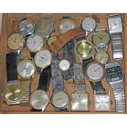 129 - A collection of twenty one mixed mainly mechanical gents and ladies wristwatches inlcuding Seiko, Or... 