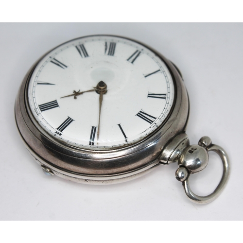 137 - A William IV hallmarked silver pair cased verge pocket watch, having white enamel dial, Roman numera... 