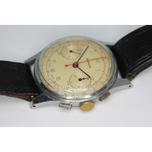 141 - A vintage Rodana chronograph wristwatch with signed champagne dial, Arabic numerals, center sweeping... 