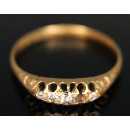 172 - An Edwardian 18ct gold diamond ring, total approx. diamond wt. 0.17 carats, hallmarked 18ct gold, Ch... 