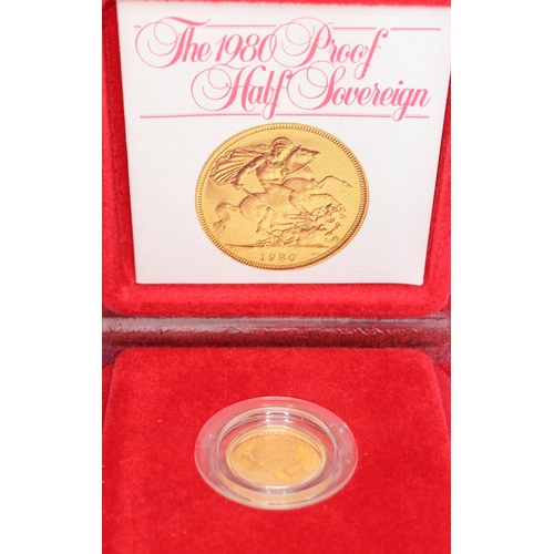 208 - An Elizabeth II Royal Mint 1980 proof half sovereign, boxed with certificate.