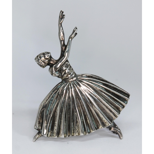 209 - A hallmarked silver ballerina brooch by Frederick Massingham for DH Phillips, Birmingham 1946, lengt... 