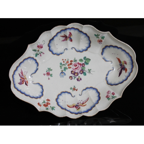 335 - A Worcester lozenge shaped porcelain dish, circa 1770, decorated in the workshop of James Giles, wit... 