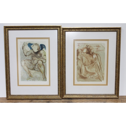 381 - After Salvador Dali, a pair of limited edition colour prints from the Divine Comedy series, 18cm x 2... 