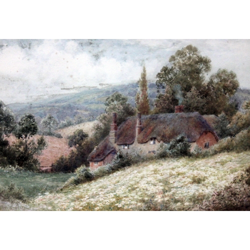 384 - Herbert George, cottage watercolour, 35cm x 25cm, signed, glazed and framed.