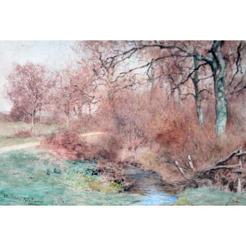 385 - Wilmot Pilsbury, watercolour, 28cm x 18cm, signed, glazed and framed.