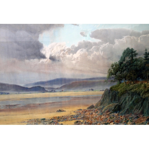 63 - Isaac Cooke (1846-1922), view of Grange over Sands from Silverdale, watercolour, 103cm x 69cm, signe... 