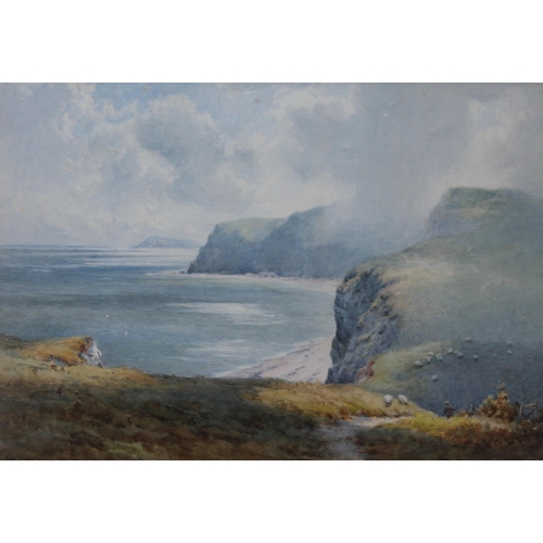 64 - E.H. Martens, Near Charmouth Dorset, watercolour, 52cm x 35cm, signed lower left, glazed and framed ... 