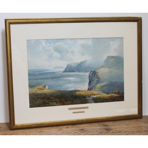 64 - E.H. Martens, Near Charmouth Dorset, watercolour, 52cm x 35cm, signed lower left, glazed and framed ... 