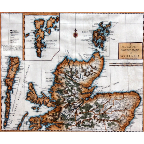 98 - Andrew Johnston, a pair of hand coloured engraved maps, north and south of Scotland, circa 1722, 45c... 