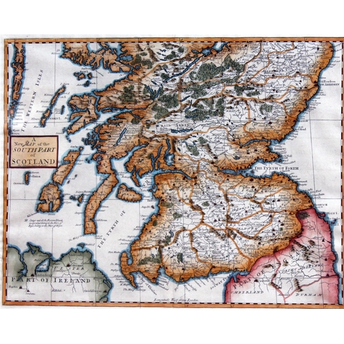 98 - Andrew Johnston, a pair of hand coloured engraved maps, north and south of Scotland, circa 1722, 45c... 