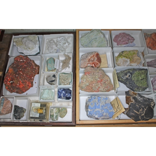 379 - Five trays of various minerals, rocks and crystal samples.