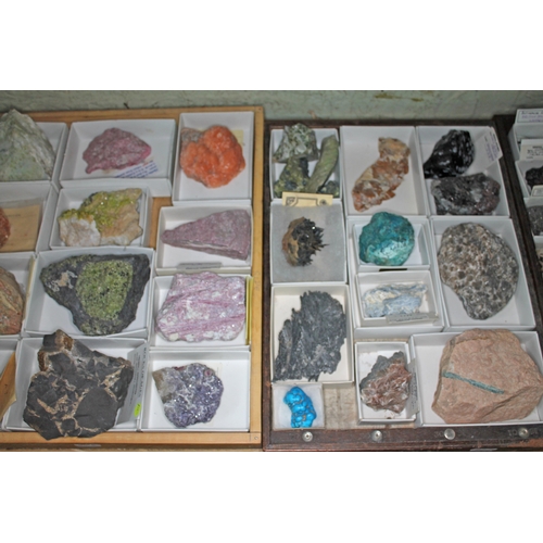 379 - Five trays of various minerals, rocks and crystal samples.