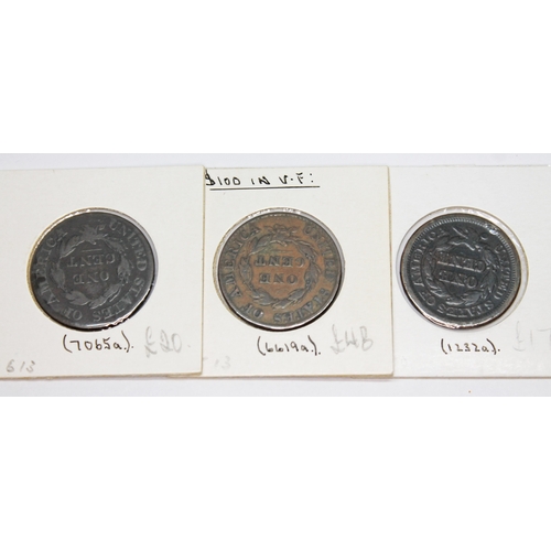 324 - A collection of US coins to include 2 x half dimes 1841 & 1857, 2 x three cents 1851 & 1865, 3 x two... 