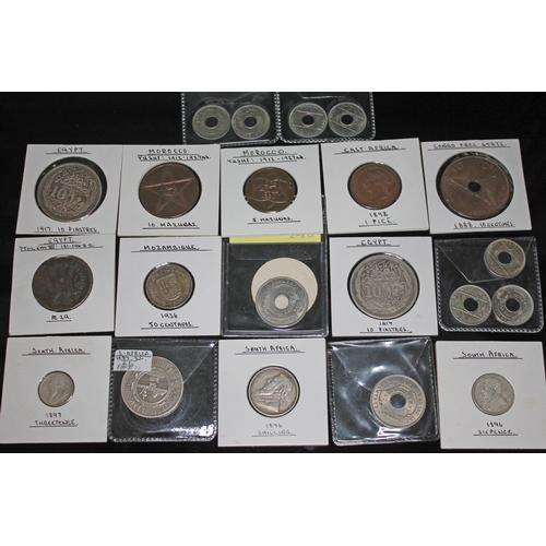 326 - A collection of African coins to include 1 x Moambique 50 centavos 1936, 1  x Congo free state 10 Ce... 