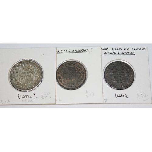 329 - A collection of world coins to include 1 x Hollandia wreck: Breales of Mexico 1743 silver chain, 1 x... 