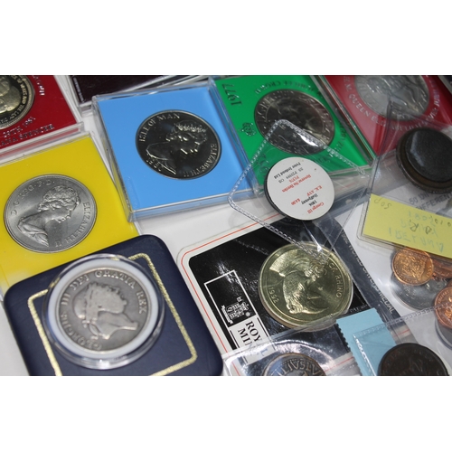 334 - A large collection of GB coins, world coins, tokens and commemorative coins and medals to include 3 ... 