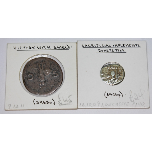 346 - A group of fourteen ancient Roman coins to include 1 x Claudius 41-54 A.D sestertius: rev: spes Augu... 