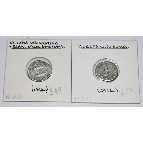 351 - A group of six ancient Roman coins Hadrian 117-138 A.D denarius to include 1 x Fides Publica, 1 x Sa... 