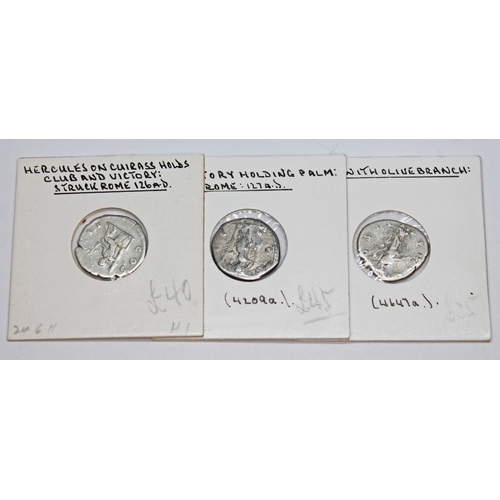 352 - A group of nine ancient Roman coins Hadrian 117-138 A.D denarius to include 2 x Concordia seated, 1 ... 