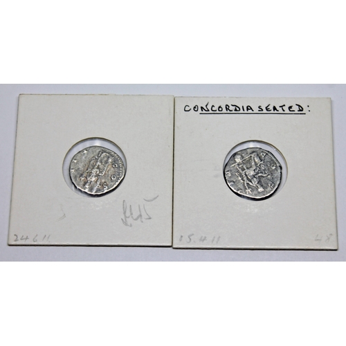 352 - A group of nine ancient Roman coins Hadrian 117-138 A.D denarius to include 2 x Concordia seated, 1 ... 