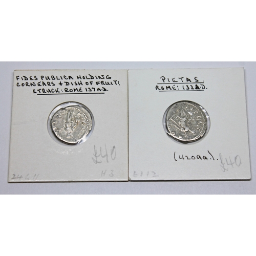 352 - A group of nine ancient Roman coins Hadrian 117-138 A.D denarius to include 2 x Concordia seated, 1 ... 