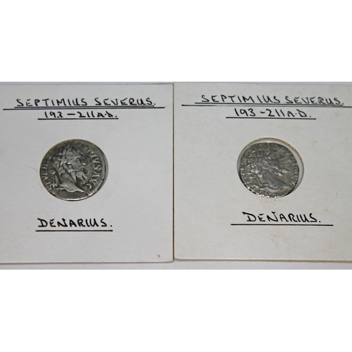 358 - A group of eight ancient Roman coins Septimius Severus 193-211 A.D denarius to include 1 x Mars, 1 x... 