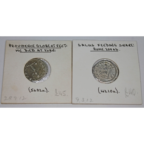 359 - A group of ten ancient Roman coins Septimius Severus 193-211 A.D denarius to include 1 x Moneta with... 