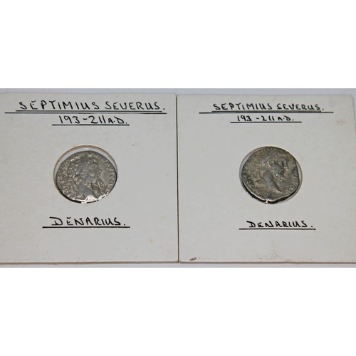 359 - A group of ten ancient Roman coins Septimius Severus 193-211 A.D denarius to include 1 x Moneta with... 