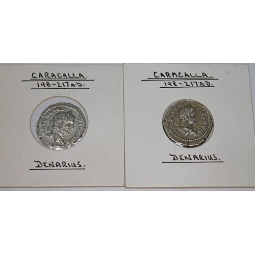 361 - A group of ten ancient Roman coins Caracalla 198-217 A.D to include 1 x Tetradrachm of Syria: Antioc... 