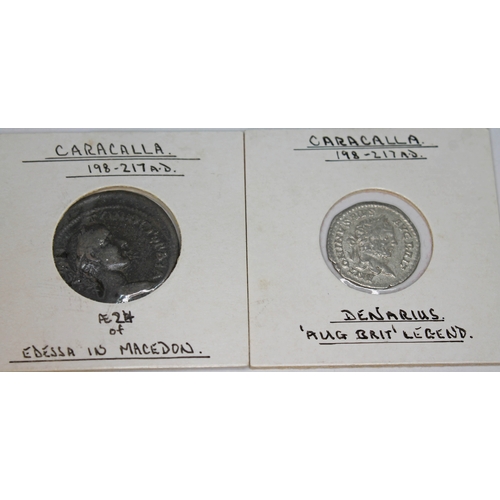 361 - A group of ten ancient Roman coins Caracalla 198-217 A.D to include 1 x Tetradrachm of Syria: Antioc... 