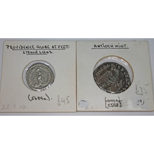 361 - A group of ten ancient Roman coins Caracalla 198-217 A.D to include 1 x Tetradrachm of Syria: Antioc... 