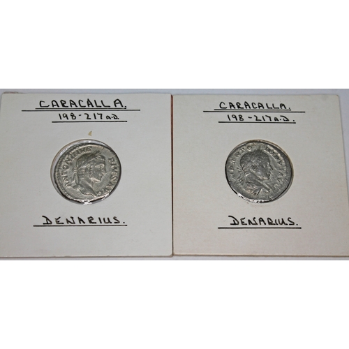 361 - A group of ten ancient Roman coins Caracalla 198-217 A.D to include 1 x Tetradrachm of Syria: Antioc... 