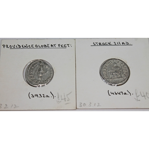 361 - A group of ten ancient Roman coins Caracalla 198-217 A.D to include 1 x Tetradrachm of Syria: Antioc... 