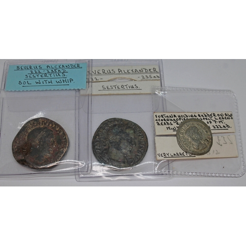 363 - A group of thirteen ancient Roman coins Severus Alexander 222-235 A.D to include 1 x AE 28 of Nicopo... 