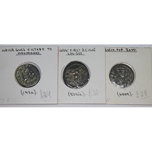 372 - A group of nineteen ancient Roman coins to include Maximianus 286-310 A.D 3 x Follis (1 x of Treviri... 