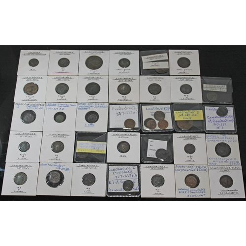 373 - A group of thirty seven ancient Roman coins to include 1 x Constantius I 305-306 A.D follis of Lugdu... 