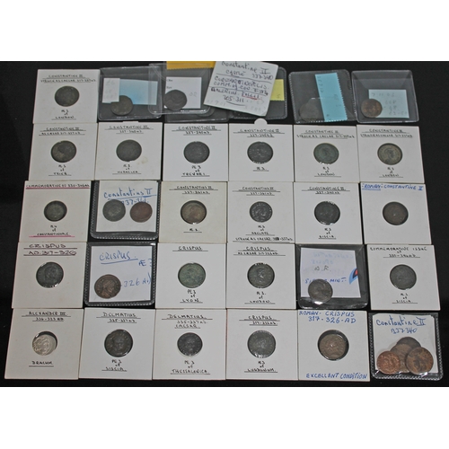 374 - A group of thirty six ancient Roman coins to include 3 x commemorative of 330-346 A.D (1 x AE 4 of C... 