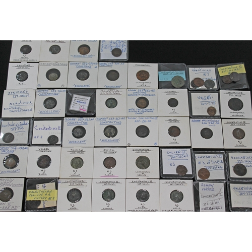 375 - A group of fifty ancient Roman coins to include 8 x Constans 337-350 A.D various coins, 26 x Constan... 