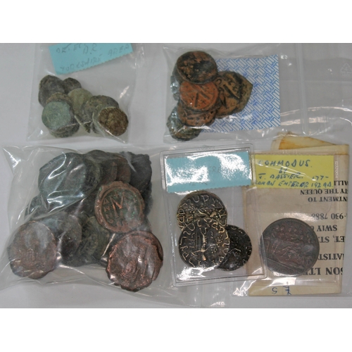 379 - A collection of ancient coins to include 18 x small Roman bronzes, 30 x Byzantine copper, 12 x Byzan... 