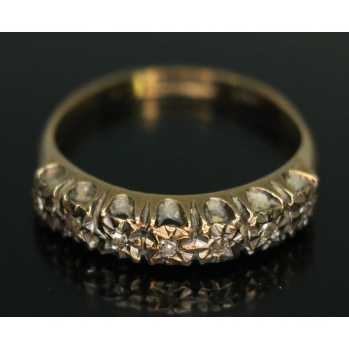 153 - A hallmarked 9ct gold diamond ring, gross wt. 2.31g, size P.