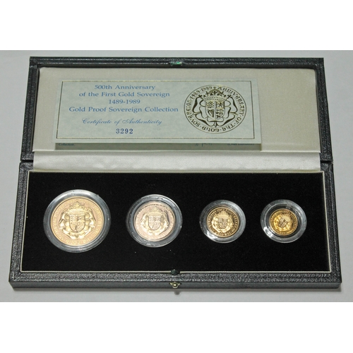 190 - Royal Mint, 500th Anniversary of the First Gold Sovereign 1489-1989 Gold Proof Sovereign Collection,...