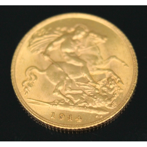 93 - George V half sovereign 1914 with certificate ONLY 10% BUYER'S PREMIUM (INCLUSIVE OF VAT) NORMAL ONL... 