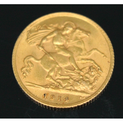 94 - George V half sovereign 1914 with certificate ONLY 10% BUYER'S PREMIUM (INCLUSIVE OF VAT) NORMAL ONL... 