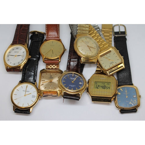 445 - Assorted wristwatches including three Pontiac, two Casio and four others.